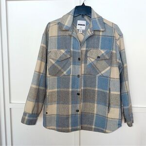 RSQ Men’s Button Up Flannel Plaid Jacket Shirt With Front Pockets -Small